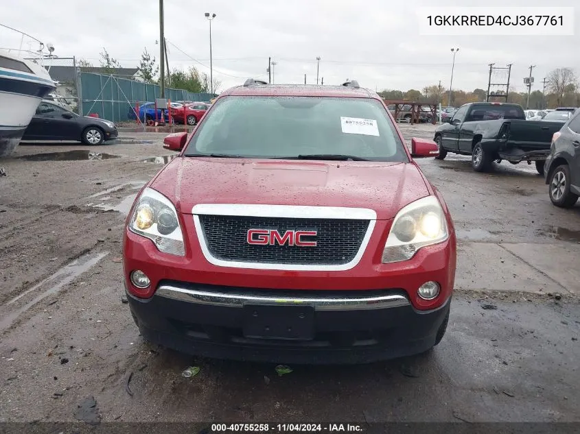 2012 GMC Acadia Slt-1 VIN: 1GKKRRED4CJ367761 Lot: 40755258