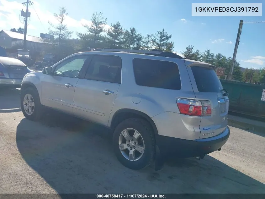 2012 GMC Acadia Sle VIN: 1GKKVPED3CJ391792 Lot: 40758417