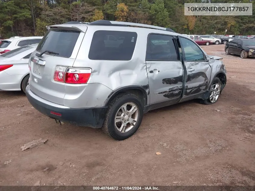 2012 GMC Acadia Sle VIN: 1GKKRNED8CJ177857 Lot: 40764672