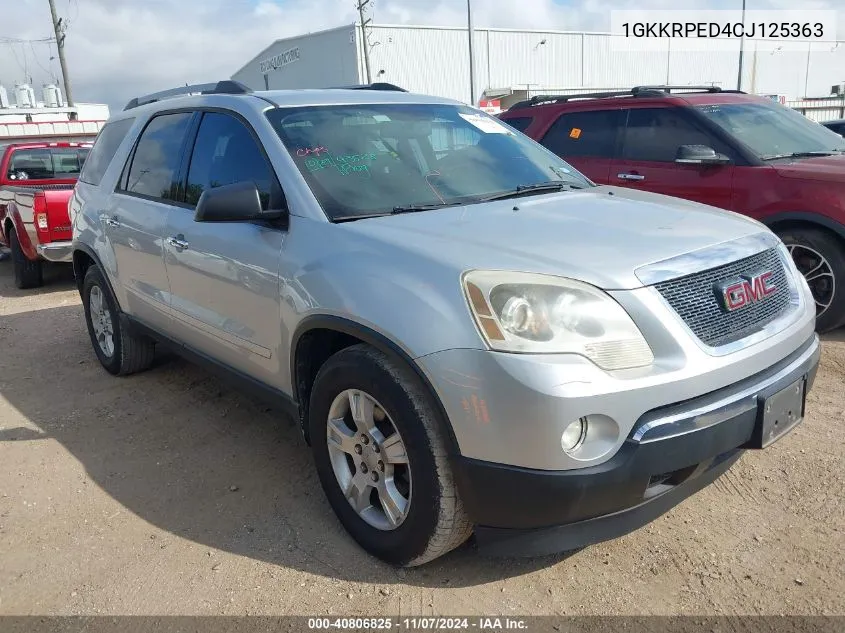 2012 GMC Acadia Sle VIN: 1GKKRPED4CJ125363 Lot: 40806825