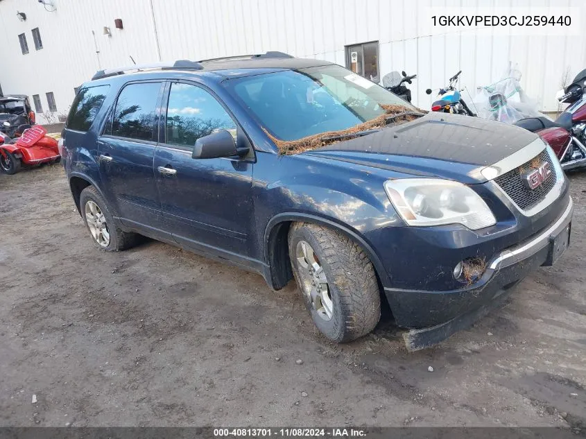 2012 GMC Acadia Sle VIN: 1GKKVPED3CJ259440 Lot: 40813701