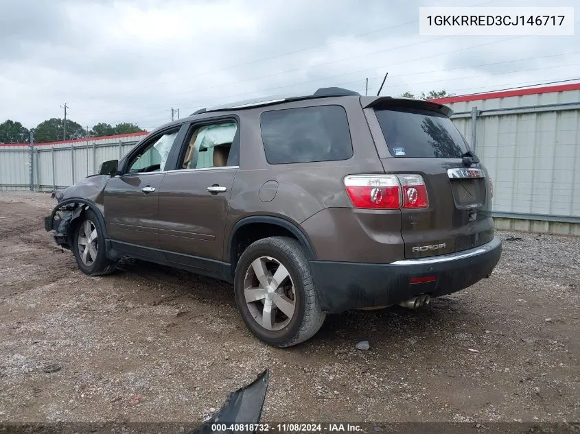 2012 GMC Acadia Slt1 VIN: 1GKKRRED3CJ146717 Lot: 40818732