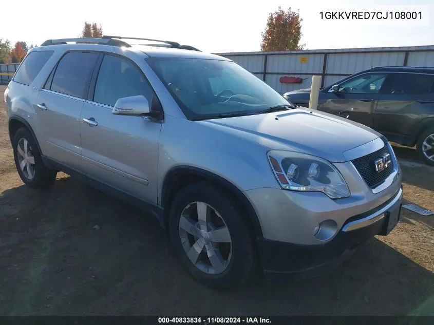 2012 GMC Acadia Slt-1 VIN: 1GKKVRED7CJ108001 Lot: 40833834