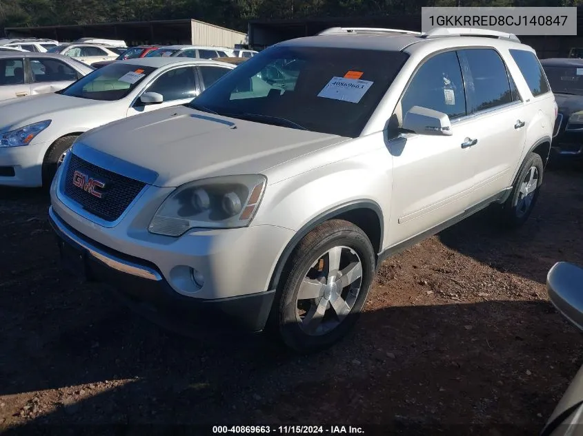 2012 GMC Acadia Slt-1 VIN: 1GKKRRED8CJ140847 Lot: 40869663