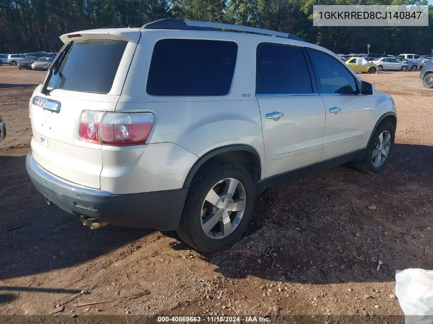 2012 GMC Acadia Slt-1 VIN: 1GKKRRED8CJ140847 Lot: 40869663