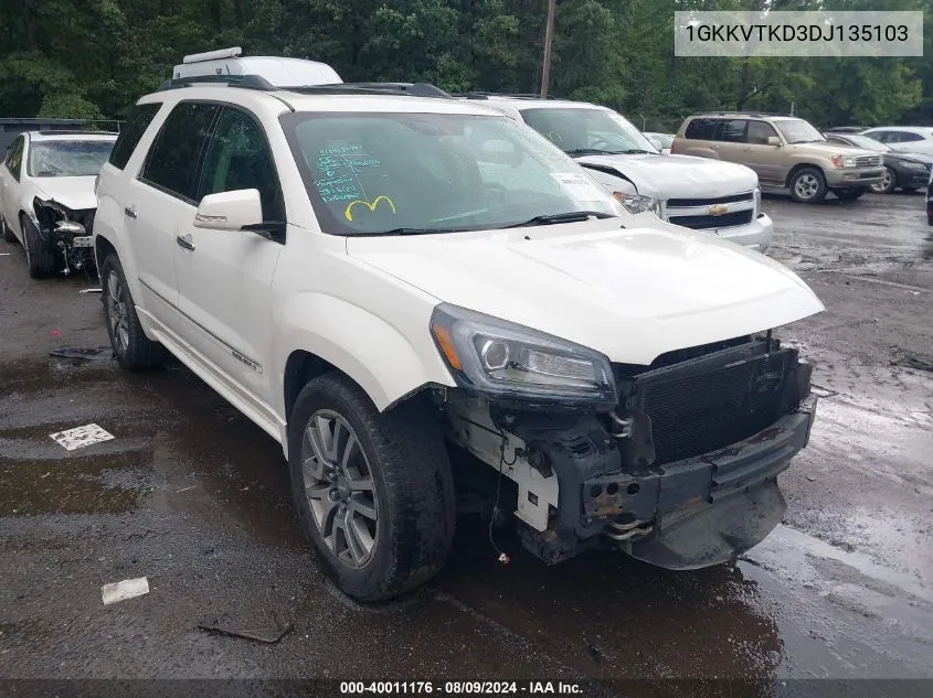 2013 GMC Acadia Denali VIN: 1GKKVTKD3DJ135103 Lot: 40011176