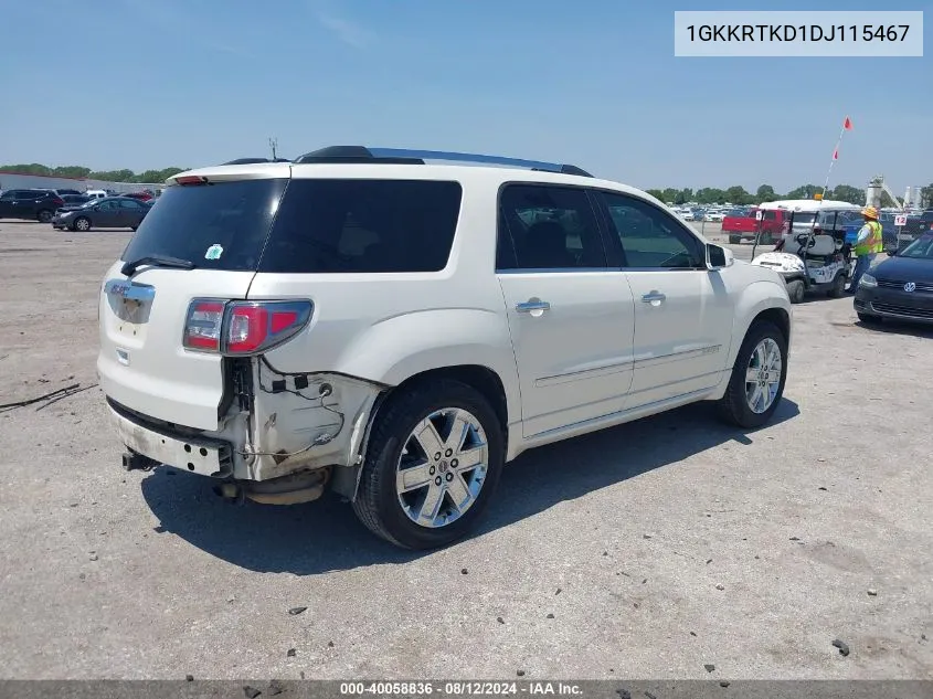 2013 GMC Acadia Denali VIN: 1GKKRTKD1DJ115467 Lot: 40058836