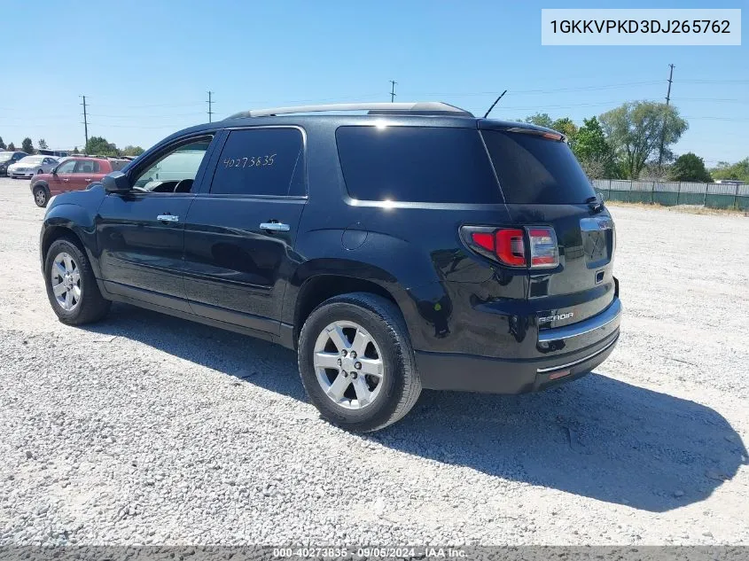 2013 GMC Acadia Sle-2 VIN: 1GKKVPKD3DJ265762 Lot: 40273835