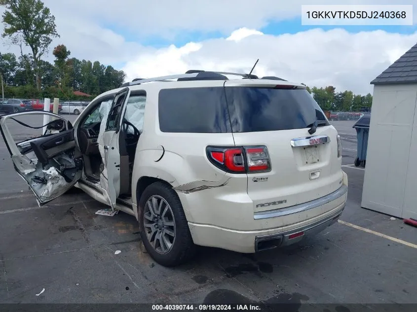 2013 GMC Acadia Denali VIN: 1GKKVTKD5DJ240368 Lot: 40390744