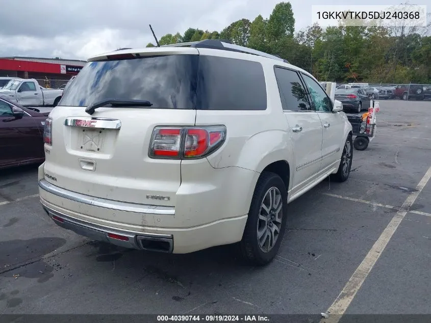 2013 GMC Acadia Denali VIN: 1GKKVTKD5DJ240368 Lot: 40390744