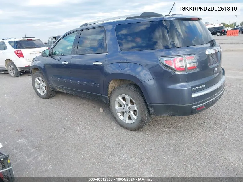 2013 GMC Acadia Sle-2 VIN: 1GKKRPKD2DJ251310 Lot: 40512938