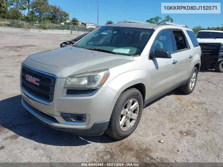 1GKKRPKD8DJ152071 2013 GMC Acadia Sle-2