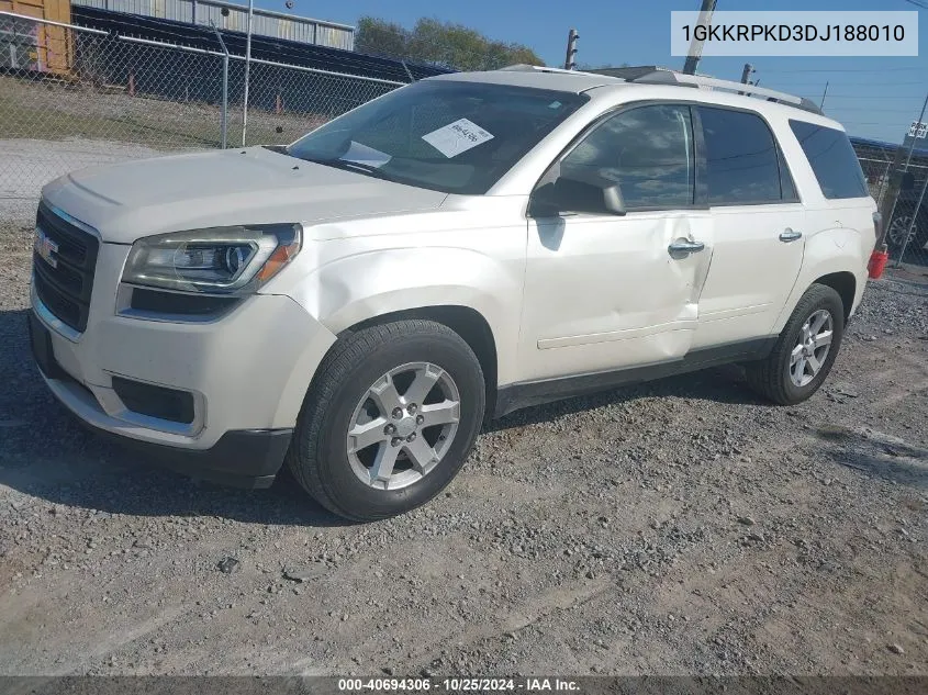 2013 GMC Acadia Sle-2 VIN: 1GKKRPKD3DJ188010 Lot: 40694306