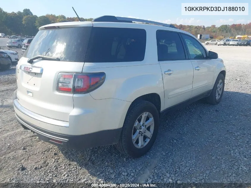 2013 GMC Acadia Sle-2 VIN: 1GKKRPKD3DJ188010 Lot: 40694306