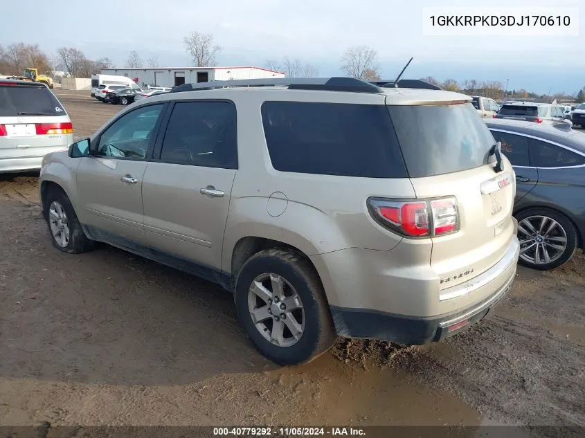 2013 GMC Acadia Sle-2 VIN: 1GKKRPKD3DJ170610 Lot: 40779292