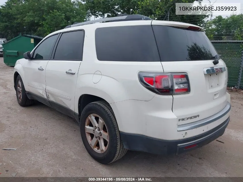 2014 GMC Acadia Sle-2 VIN: 1GKKRPKD3EJ359923 Lot: 39344195