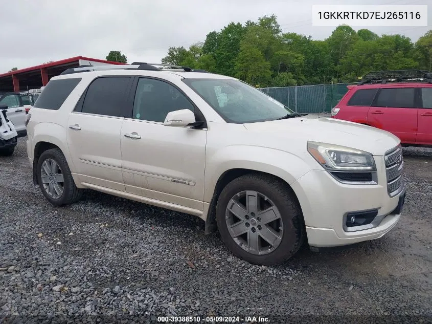 1GKKRTKD7EJ265116 2014 GMC Acadia Denali