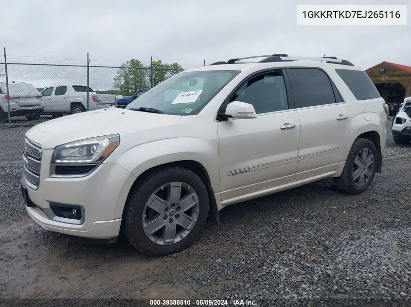 2014 GMC Acadia Denali VIN: 1GKKRTKD7EJ265116 Lot: 39388510