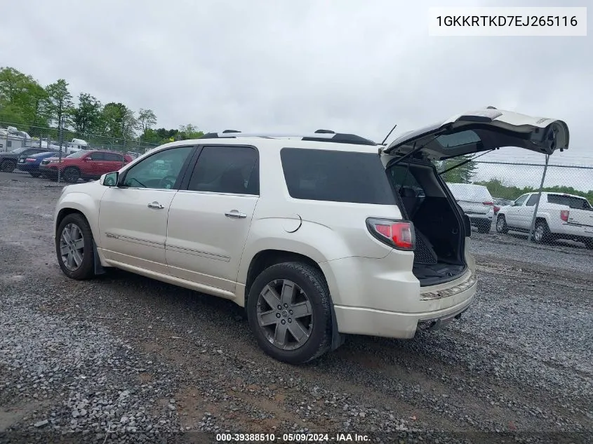 2014 GMC Acadia Denali VIN: 1GKKRTKD7EJ265116 Lot: 39388510