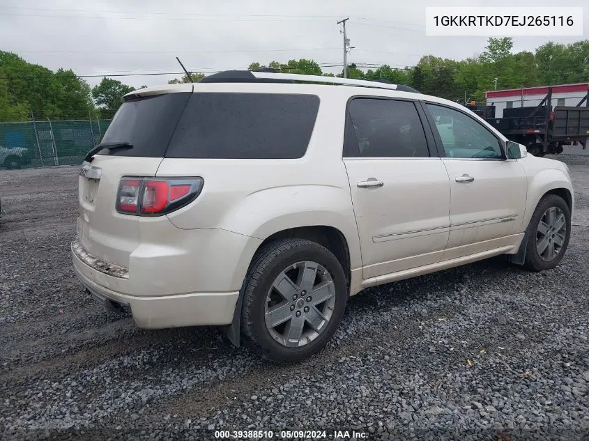 2014 GMC Acadia Denali VIN: 1GKKRTKD7EJ265116 Lot: 39388510