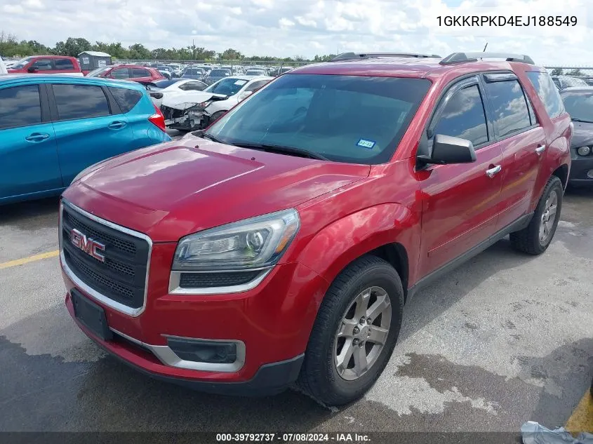 2014 GMC Acadia Sle-2 VIN: 1GKKRPKD4EJ188549 Lot: 39792737