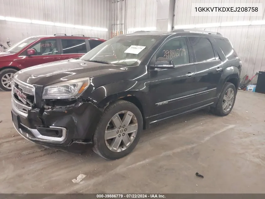 2014 GMC Acadia Denali VIN: 1GKKVTKDXEJ208758 Lot: 39886779