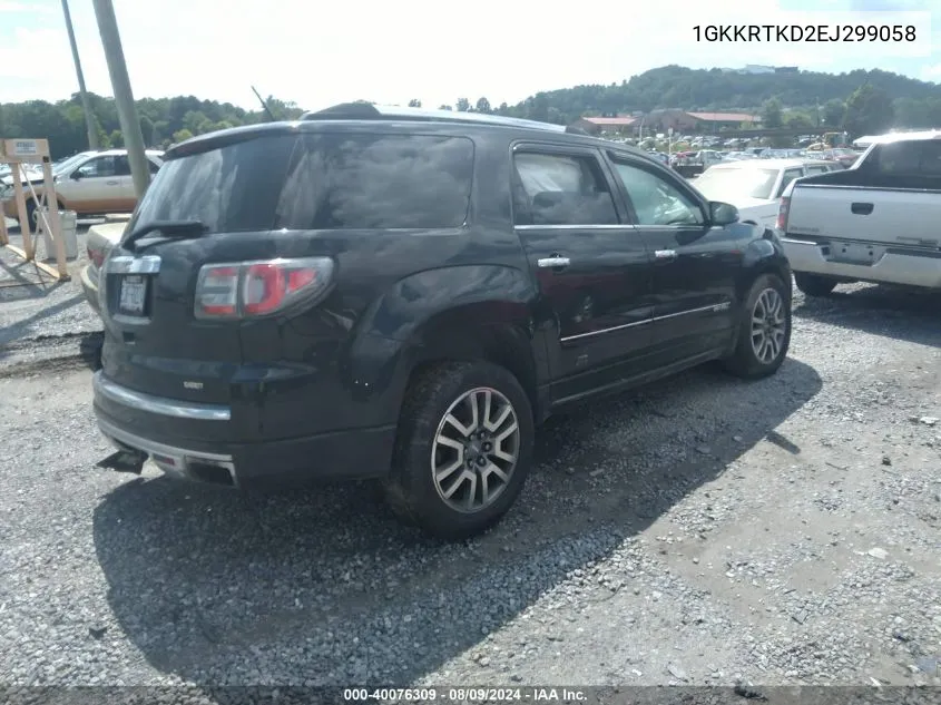 2014 GMC Acadia Denali VIN: 1GKKRTKD2EJ299058 Lot: 40076309