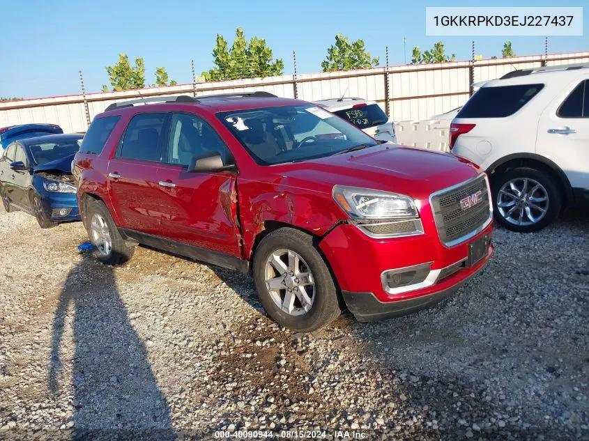 2014 GMC Acadia Sle-2 VIN: 1GKKRPKD3EJ227437 Lot: 40090944