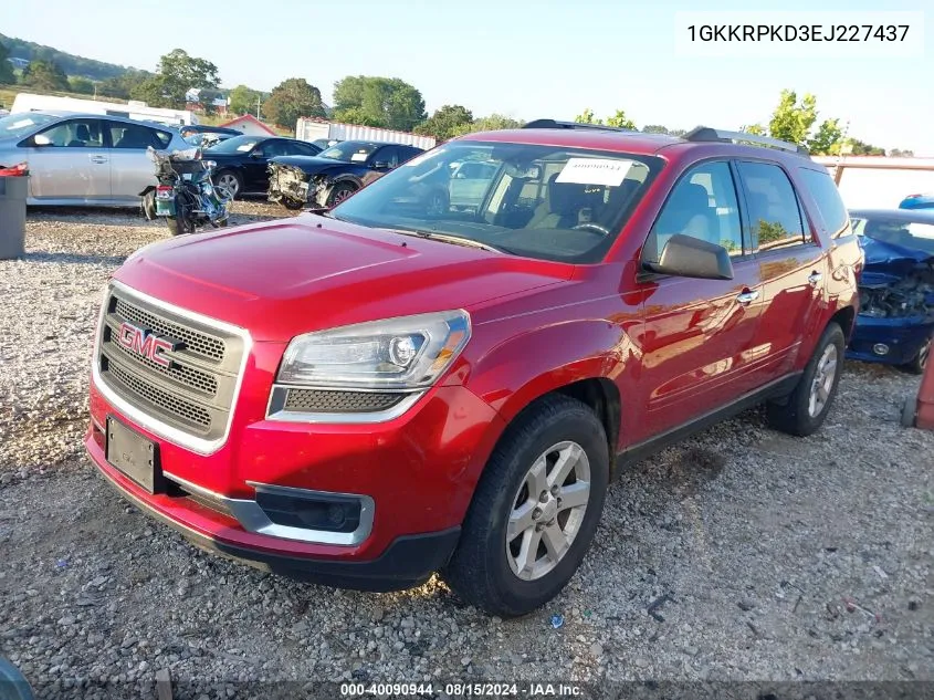 2014 GMC Acadia Sle-2 VIN: 1GKKRPKD3EJ227437 Lot: 40090944