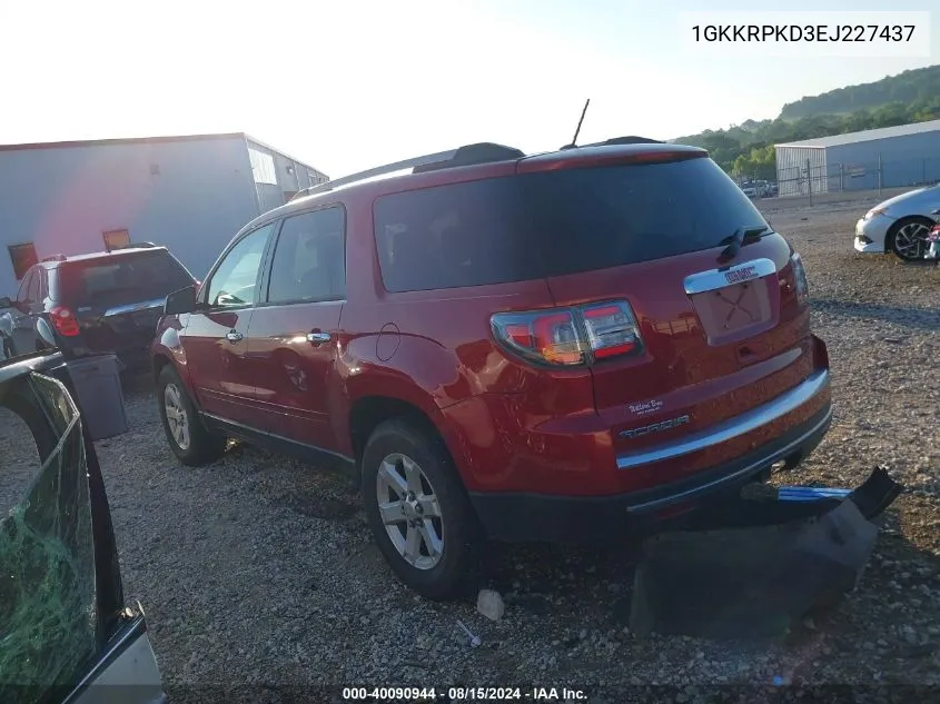 2014 GMC Acadia Sle-2 VIN: 1GKKRPKD3EJ227437 Lot: 40090944