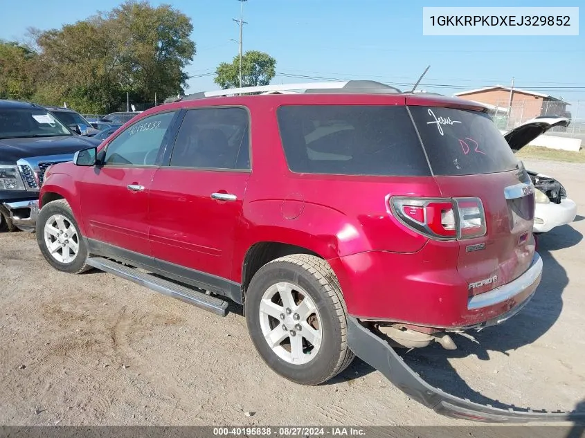 1GKKRPKDXEJ329852 2014 GMC Acadia Sle-2