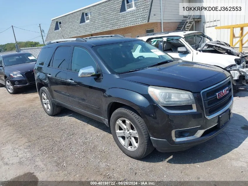 2014 GMC Acadia Sle-2 VIN: 1GKKRPKD0EJ362553 Lot: 40198722