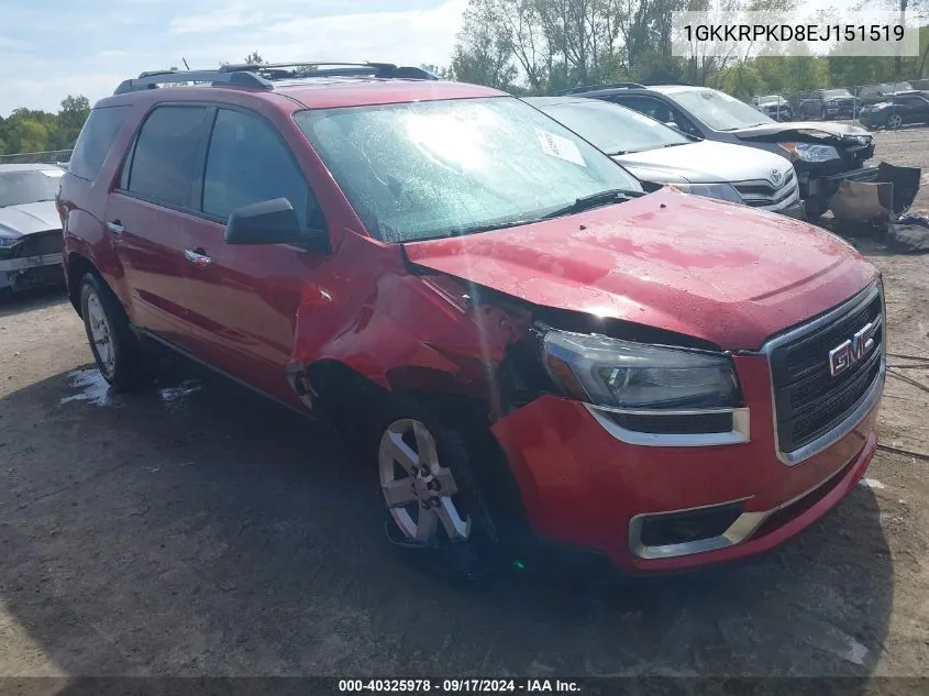 2014 GMC Acadia Sle-2 VIN: 1GKKRPKD8EJ151519 Lot: 40325978