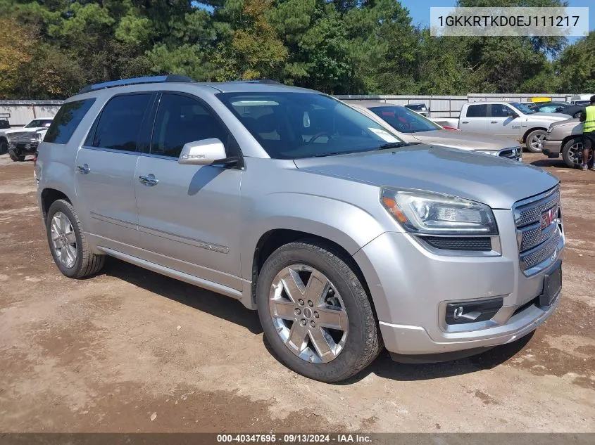 1GKKRTKD0EJ111217 2014 GMC Acadia Denali