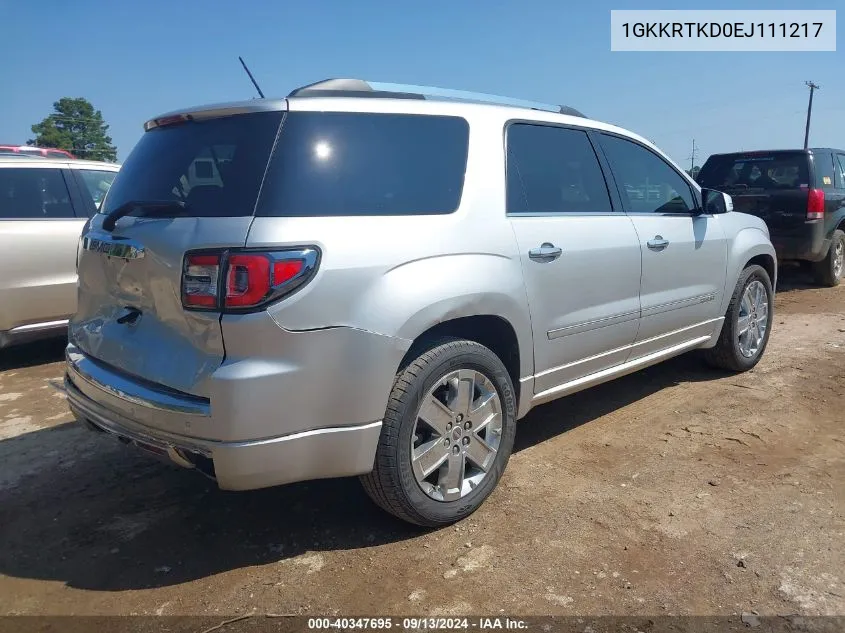 1GKKRTKD0EJ111217 2014 GMC Acadia Denali