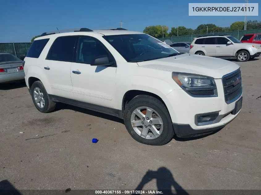 1GKKRPKD0EJ274117 2014 GMC Acadia Sle-2