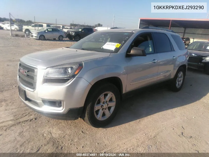 2014 GMC Acadia Sle-2 VIN: 1GKKRPKDXEJ293290 Lot: 40374481