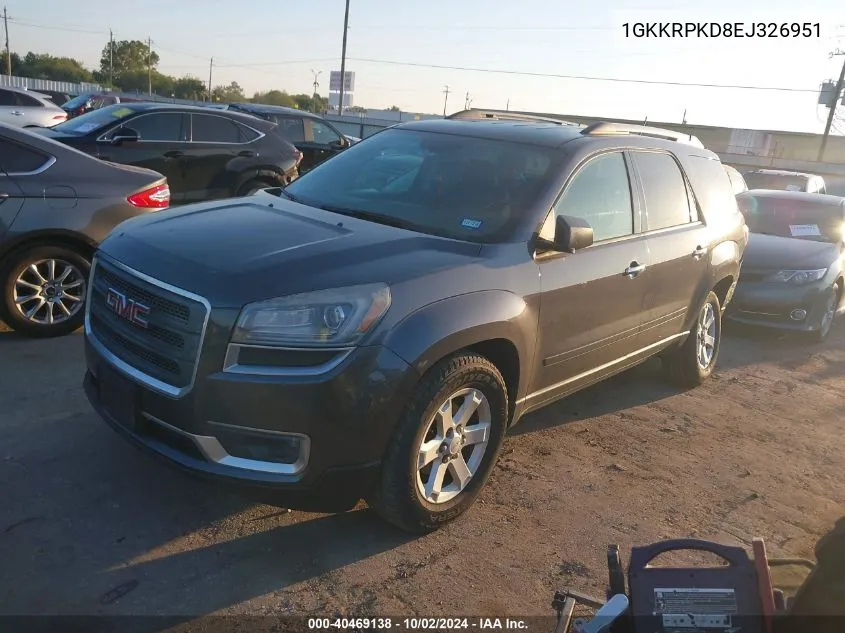 2014 GMC Acadia Sle-2 VIN: 1GKKRPKD8EJ326951 Lot: 40469138