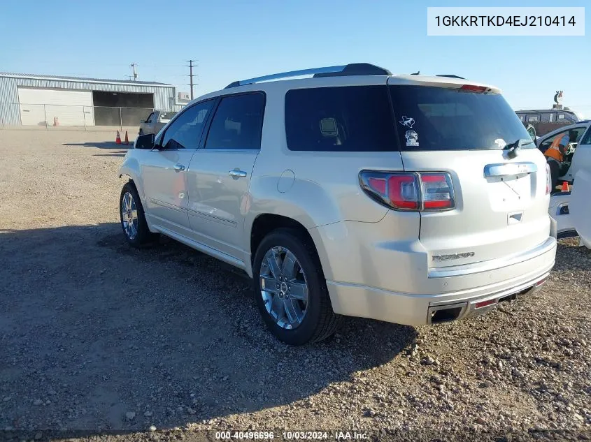 2014 GMC Acadia Denali VIN: 1GKKRTKD4EJ210414 Lot: 40496696