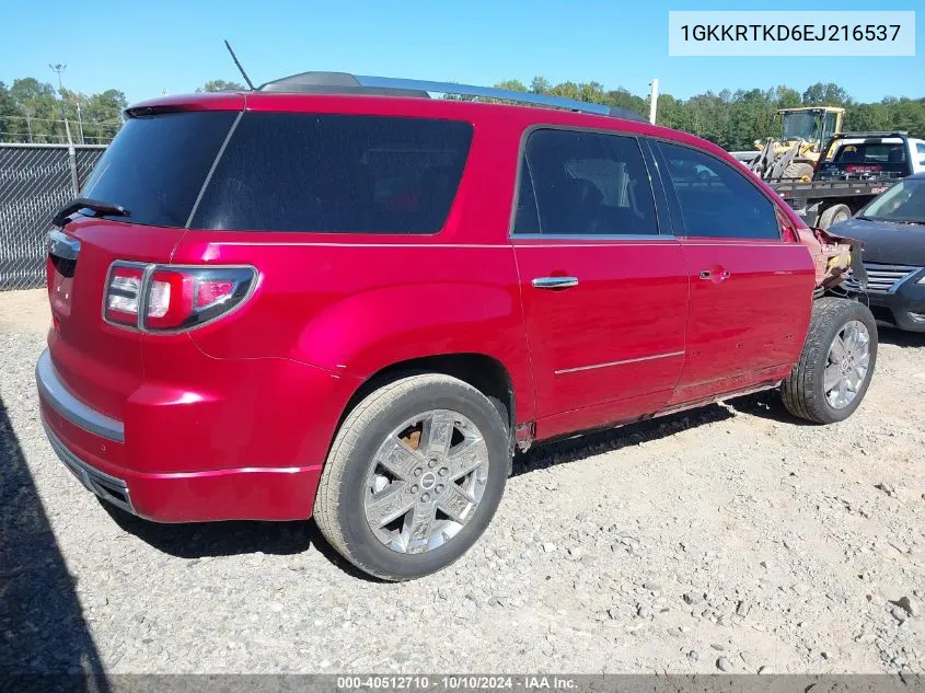 2014 GMC Acadia Denali VIN: 1GKKRTKD6EJ216537 Lot: 40512710