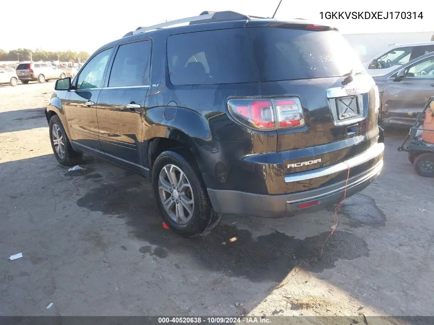 2014 GMC Acadia Slt-2 VIN: 1GKKVSKDXEJ170314 Lot: 40520638