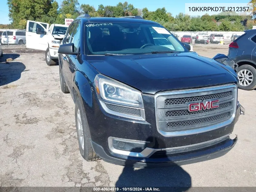 2014 GMC Acadia Sle-2 VIN: 1GKKRPKD7EJ212357 Lot: 40604519