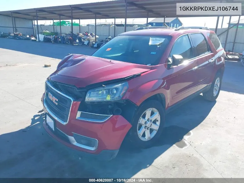 2014 GMC Acadia Sle-2 VIN: 1GKKRPKDXEJ106744 Lot: 40620007