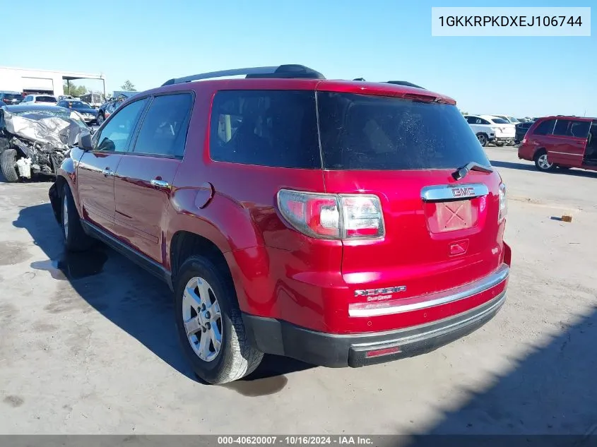 1GKKRPKDXEJ106744 2014 GMC Acadia Sle-2