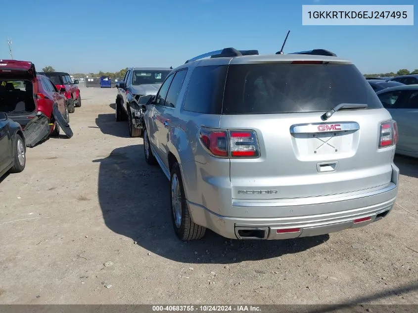 2014 GMC Acadia Denali VIN: 1GKKRTKD6EJ247495 Lot: 40683755