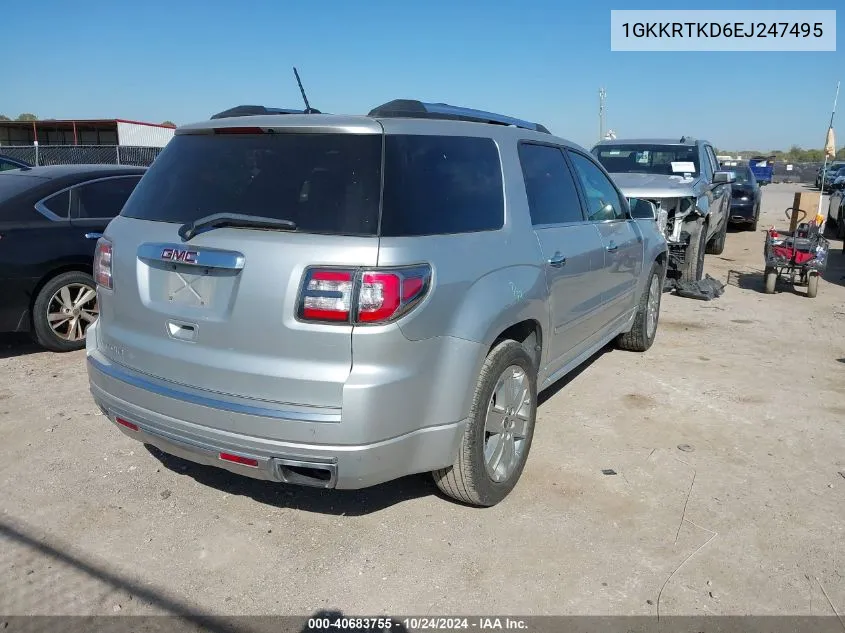 2014 GMC Acadia Denali VIN: 1GKKRTKD6EJ247495 Lot: 40683755