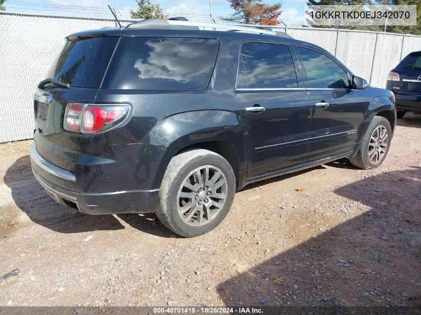 2014 GMC Acadia Denali VIN: 1GKKRTKD0EJ342070 Lot: 40701415