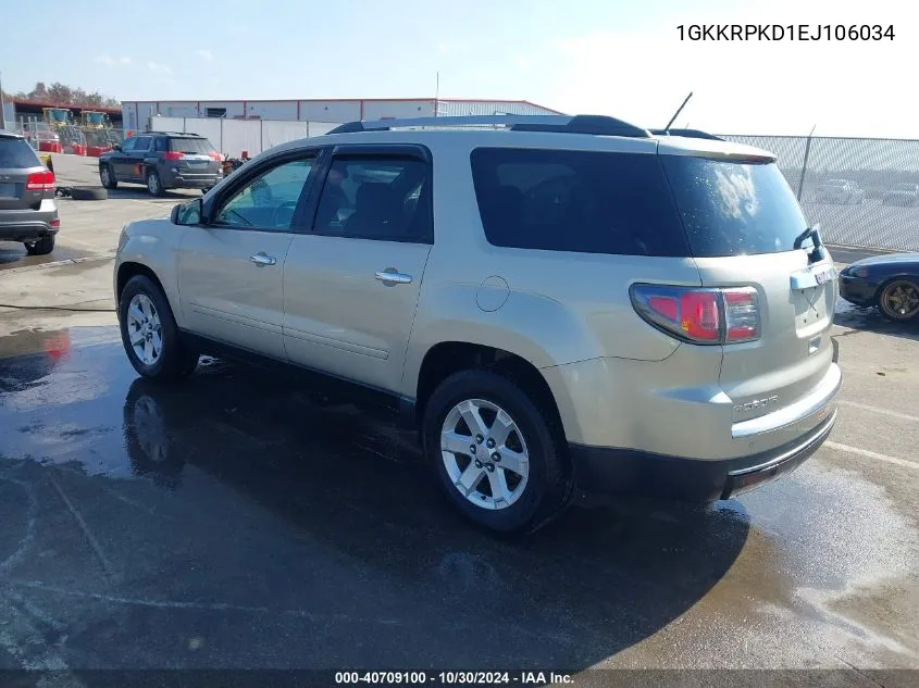 2014 GMC Acadia Sle-2 VIN: 1GKKRPKD1EJ106034 Lot: 40709100