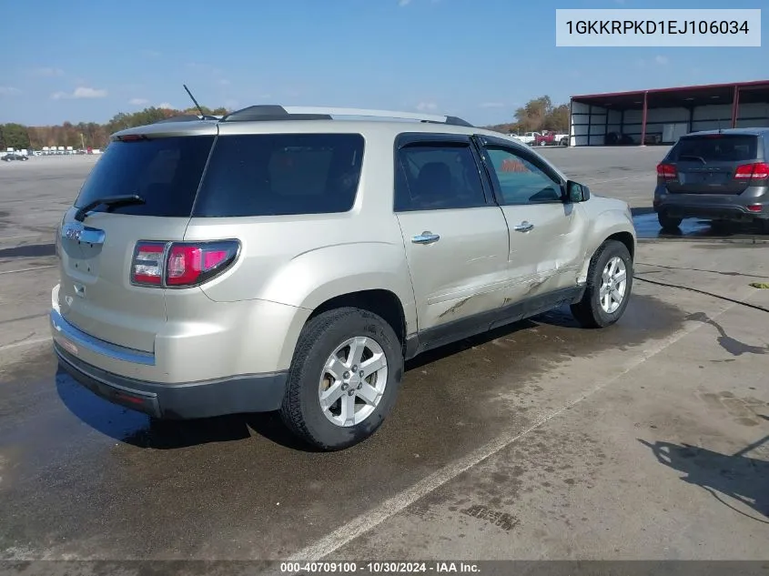 2014 GMC Acadia Sle-2 VIN: 1GKKRPKD1EJ106034 Lot: 40709100