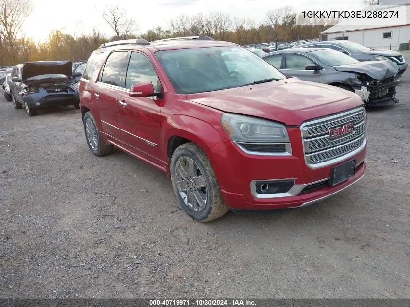 2014 GMC Acadia Denali VIN: 1GKKVTKD3EJ288274 Lot: 40719971